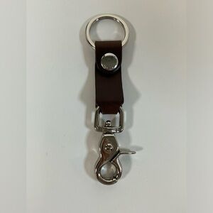 Men's Brown Genuine Leather Keychain with Brass Snap Hardware